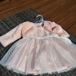 Pink Girls Dress with Faux Fur Jakcet